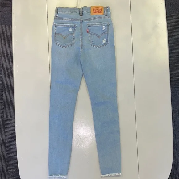 Levi’s Light Blue Distressed 720 High Rise Super Skinny Girls Jeans Size 8 - Picture 11 of 16